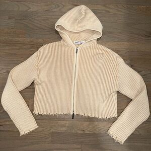 Zara Beige Knit Zip Up